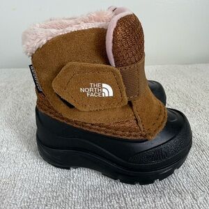 The North Face Baby Alpenglow II Boots Brown Pink Faux Fur‎ Size 4